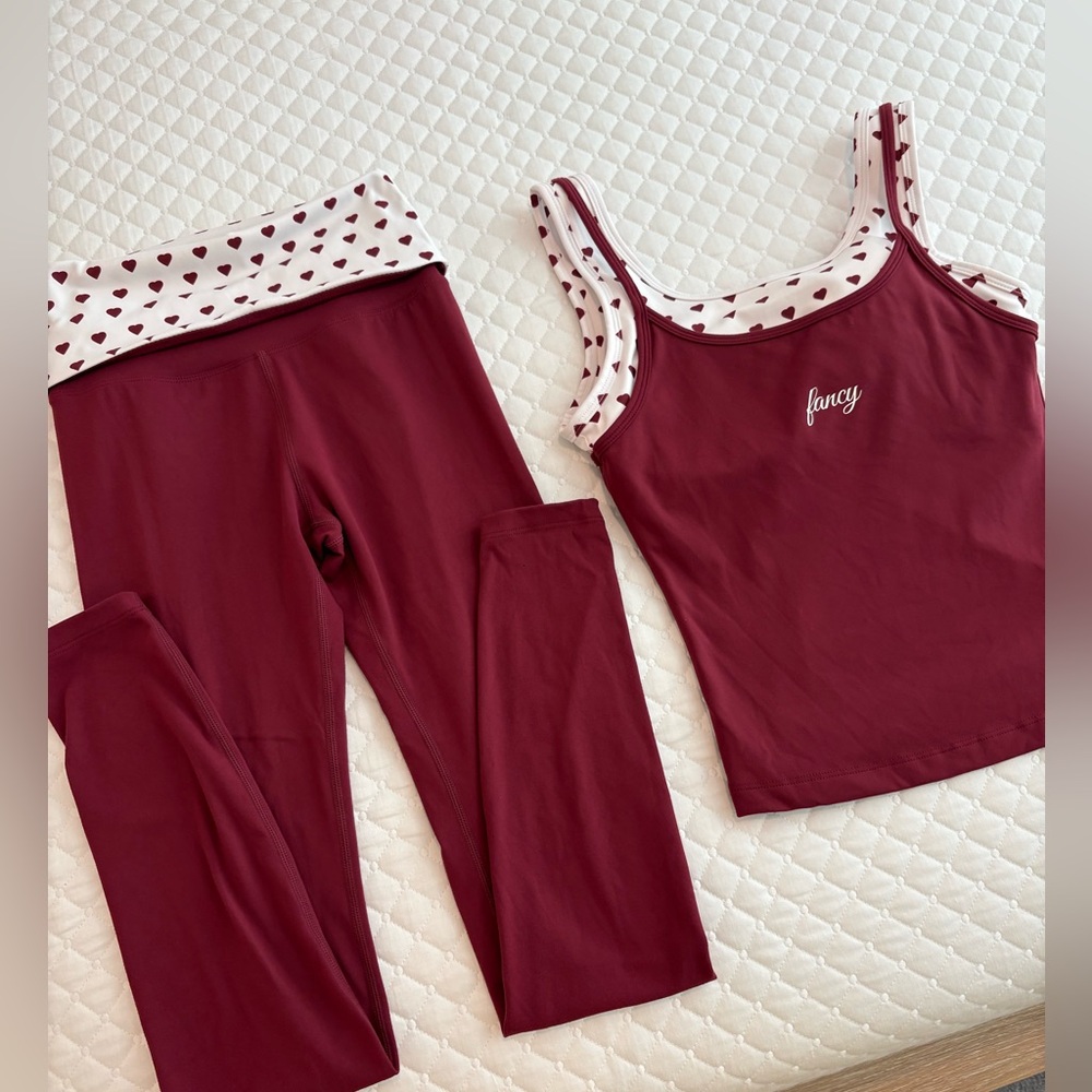 Shop Fancy burgundy fold over pants n matching tank